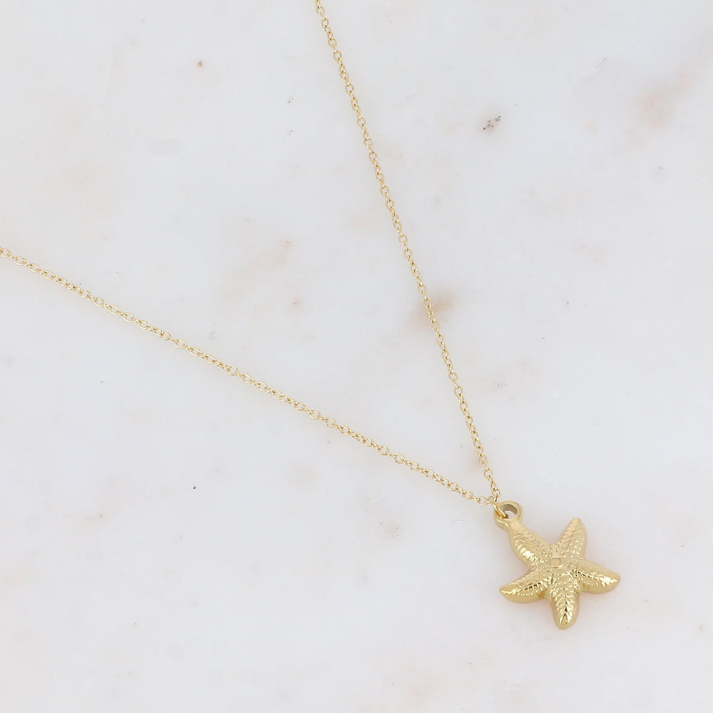 Collier avec pampille forme étoile de mer texturée (40+5CM)