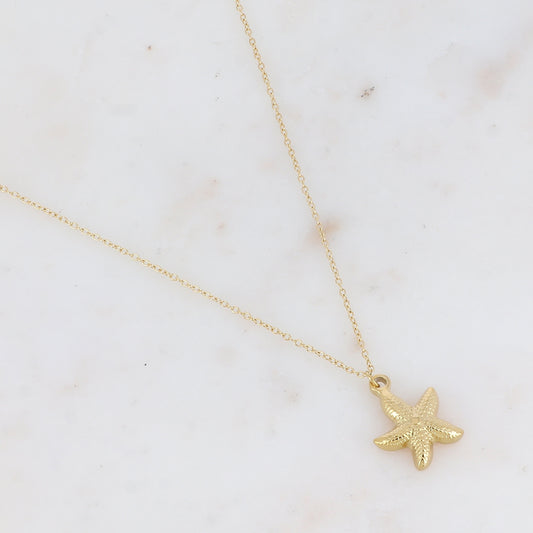 Collier avec pampille forme étoile de mer texturée (40+5CM)