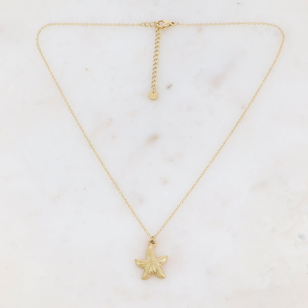 Collier avec pampille forme étoile de mer texturée (40+5CM)