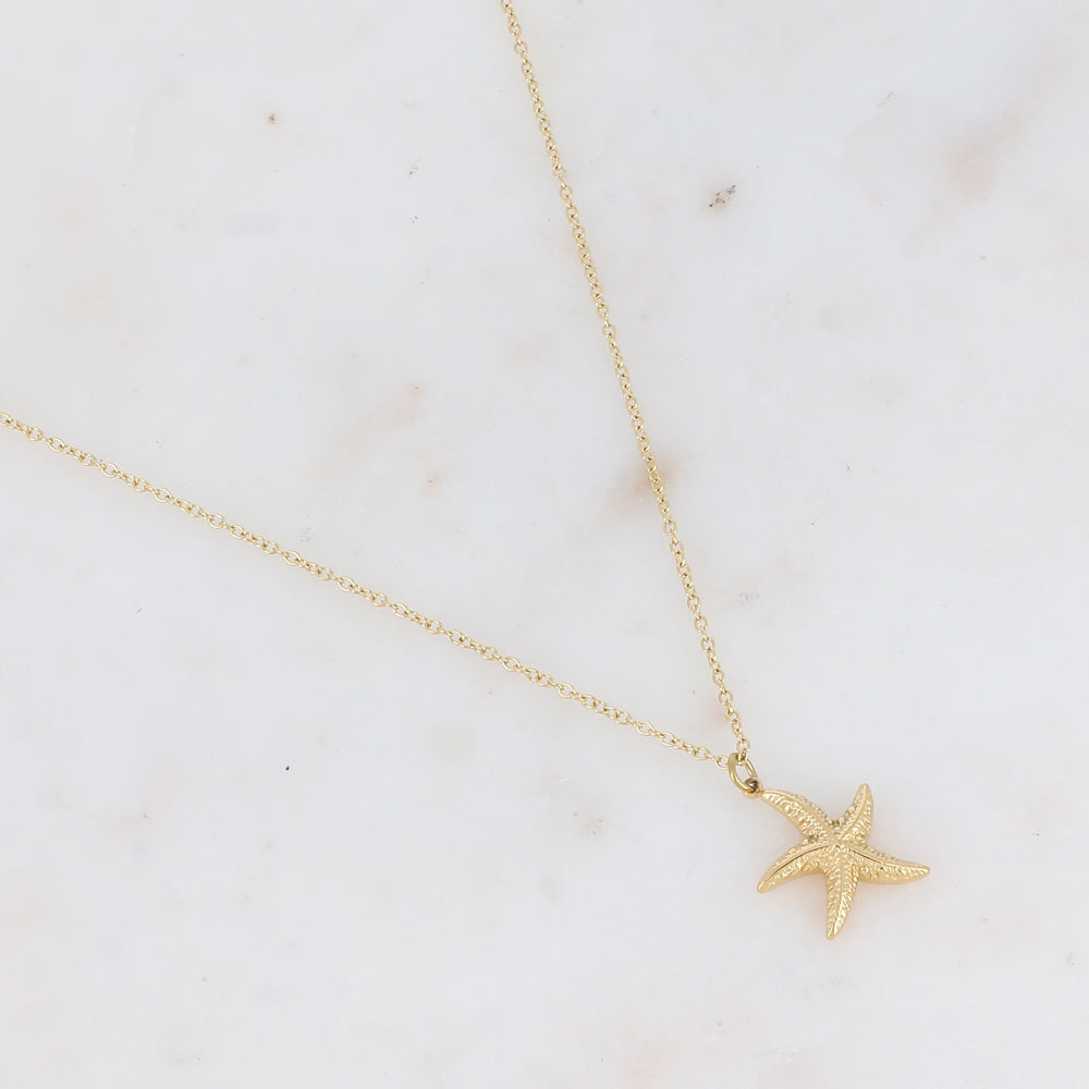 Collier avec pampille forme étoile de mer texturée (40+5CM)