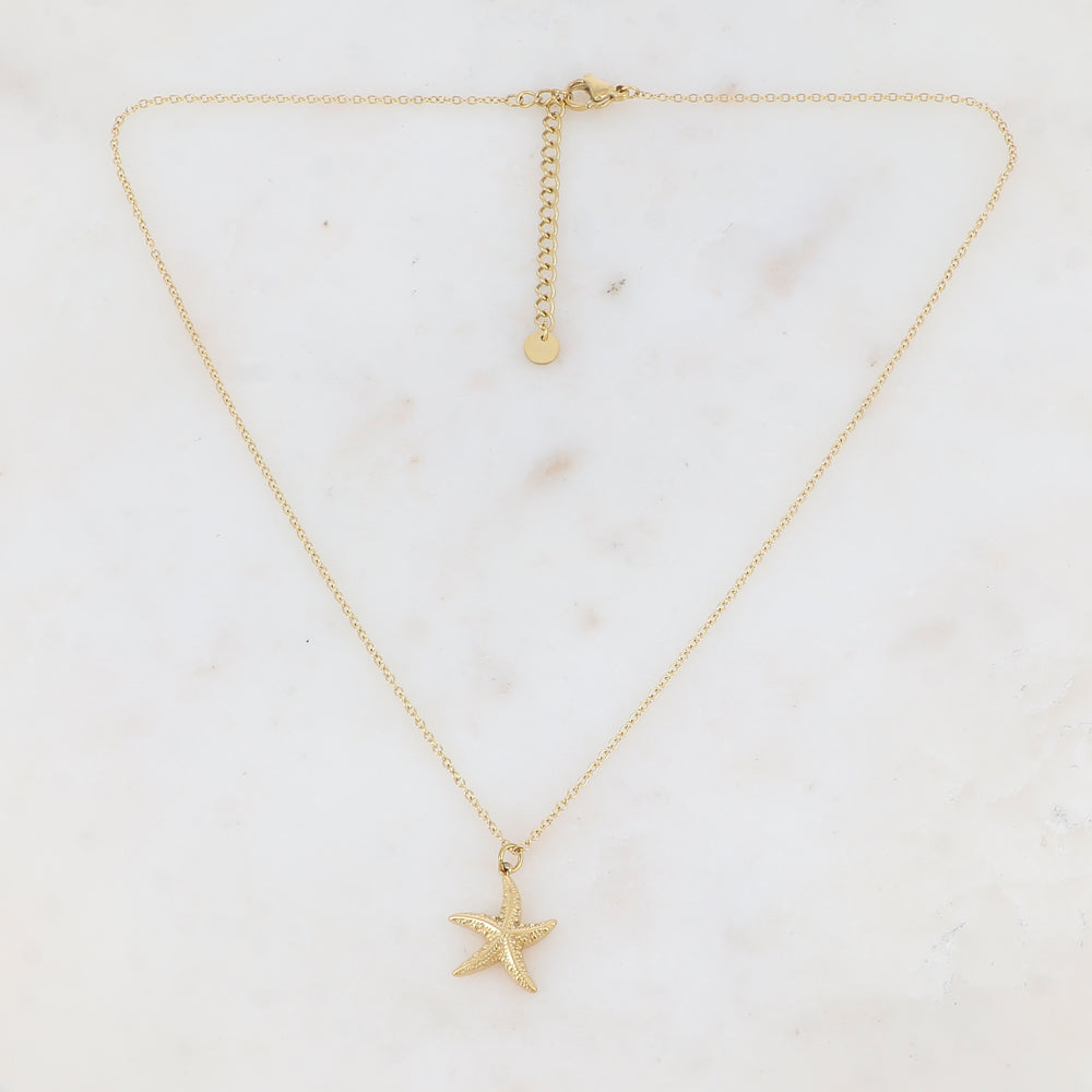 Collier avec pampille forme étoile de mer texturée (40+5CM)