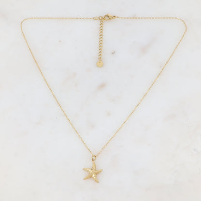 Collier avec pampille forme étoile de mer texturée (40+5CM)