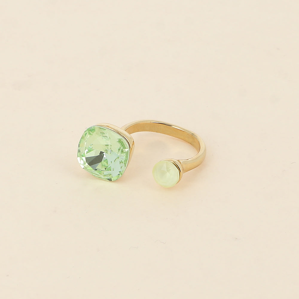 Bague - ornée de 2 cristaux de Swarovski® - Chrysolite & Powder yellow
