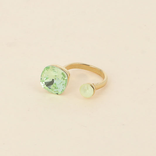 Bague - ornée de 2 cristaux de Swarovski® - Chrysolite & Powder yellow