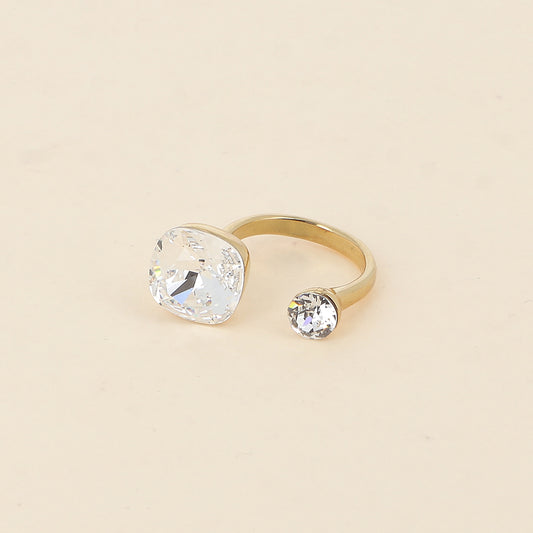Bague - ornée de 2 cristaux de Swarovski® - Cristal