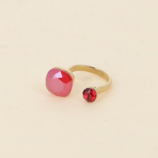 Bague - ornée de 2 cristaux de Swarovski® - Royal red & Scarlet