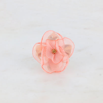 Bague avec fleur et tissu - Rose