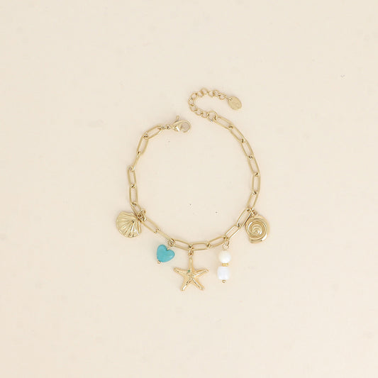 Bracelet - coquillages, étoile de mer 16+3 cm