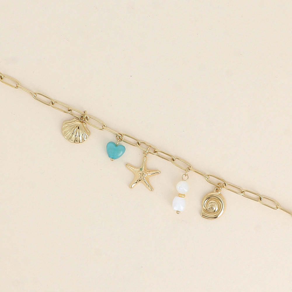 Bracelet - coquillages, étoile de mer 16+3 cm