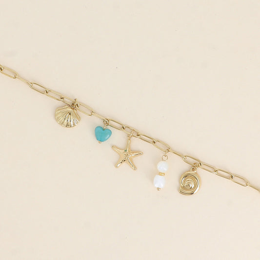 Bracelet - coquillages, étoile de mer 16+3 cm