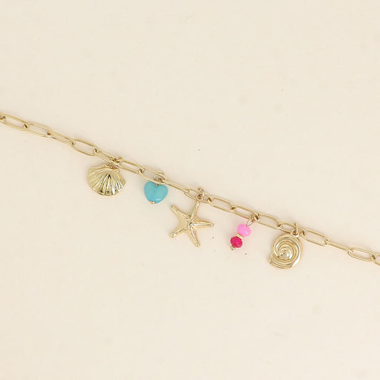Bracelet - coquillages, étoile de mer 17+3 cm