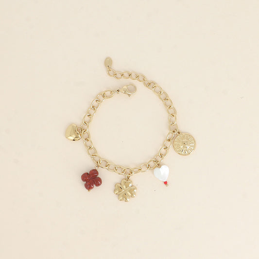 Bracelet - trèfles, soleil, cœurs (17+3 cm)