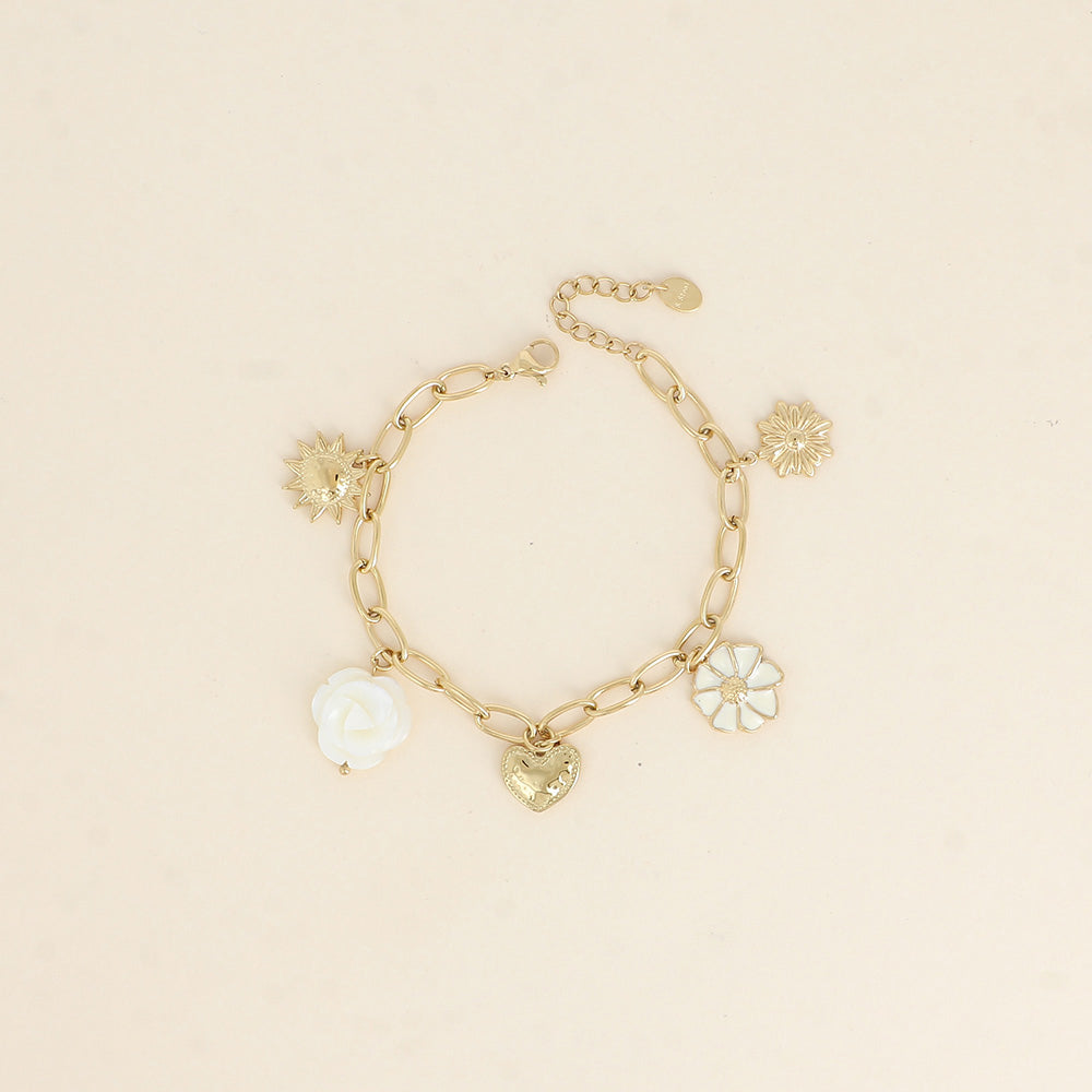 Bracelet - fleurs, soleil, cœur (17+3 cm)