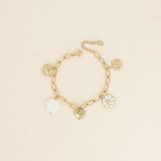 Bracelet - fleurs, soleil, cœur (17+3 cm)