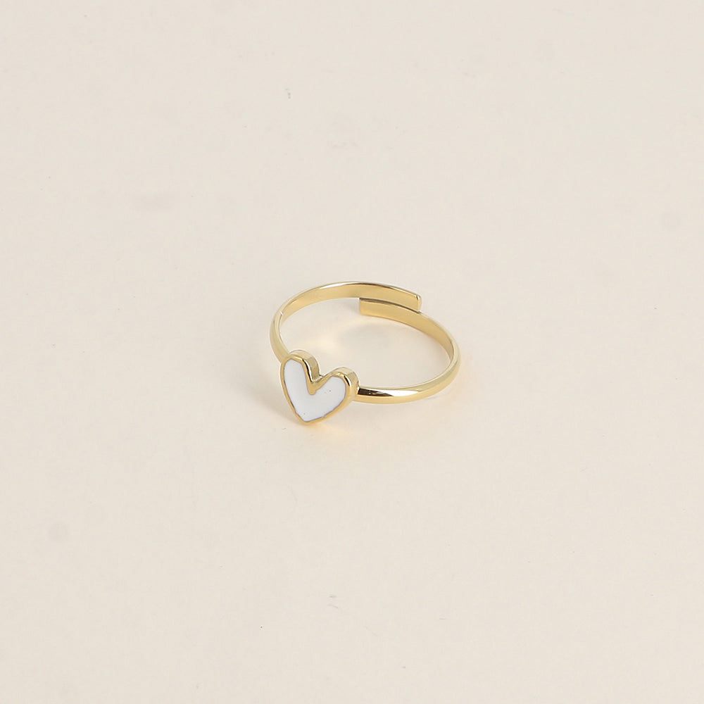 Bague - cœur émaillé blanc