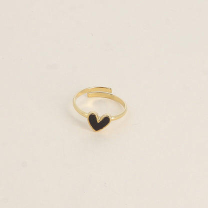 Bague - cœur émaillé noir