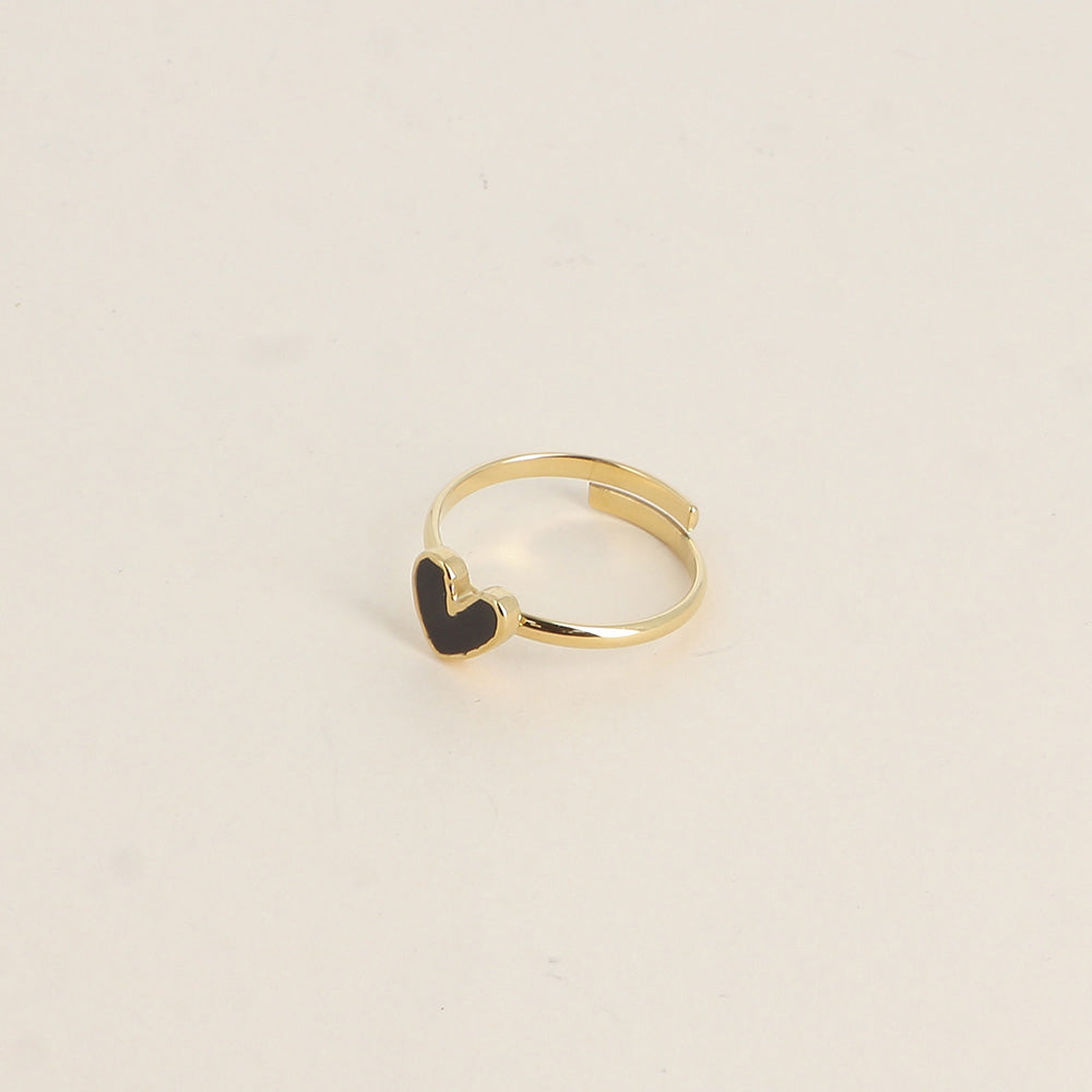 Bague - cœur émaillé noir