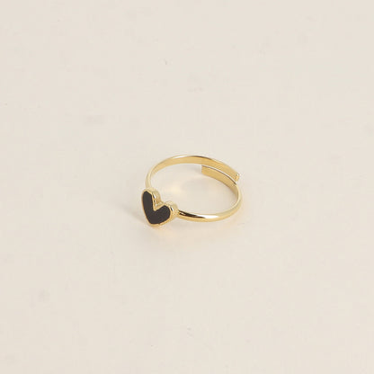 Bague - cœur émaillé noir