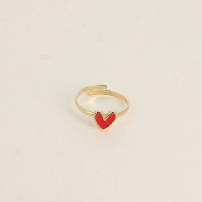Bague - cœur émaillé rouge