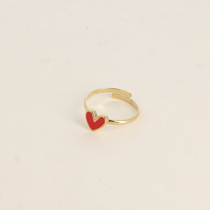 Bague - cœur émaillé rouge