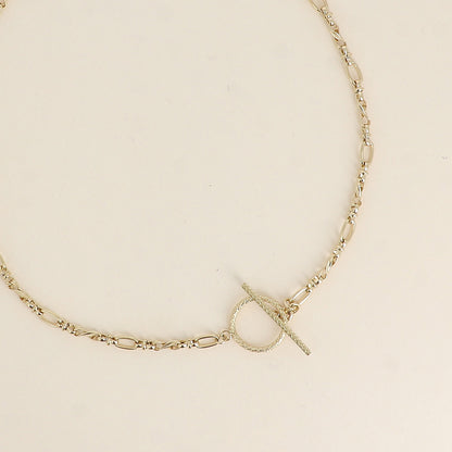 Collier - maille aux anneaux multiples et fermoir barre et anneau diamantés 46 cm