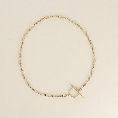 Collier - maille aux anneaux multiples et fermoir barre et anneau diamantés 46 cm