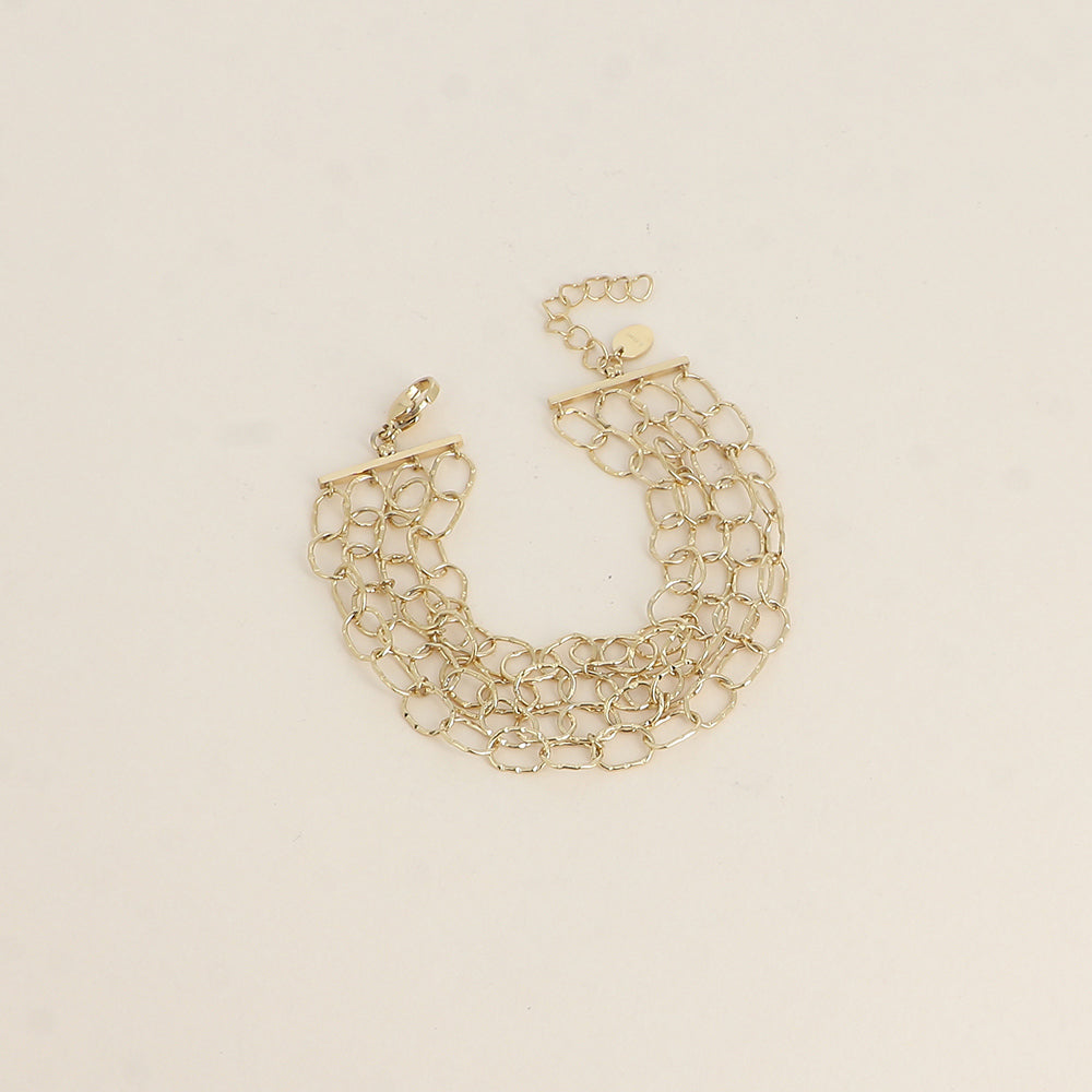 Bracelet - 4 rangs de maillons ovales striés (17+3 cm)