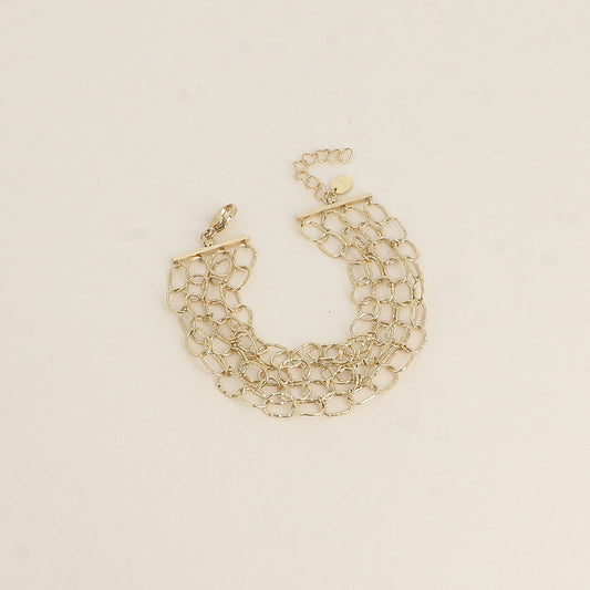 Bracelet - 4 rangs de maillons ovales striés (17+3 cm)