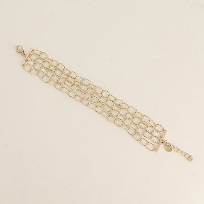 Bracelet - 4 rangs de maillons ovales striés (17+3 cm)