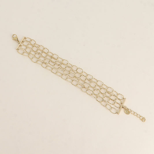 Bracelet - 4 rangs de maillons ovales striés (17+3 cm)