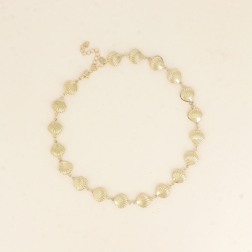 Collier - maille coquillages 38,5+7 cm