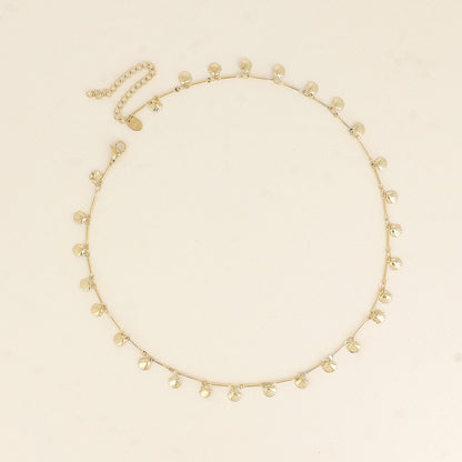 Collier - maille tiges et petits coquillages 40+7 cm