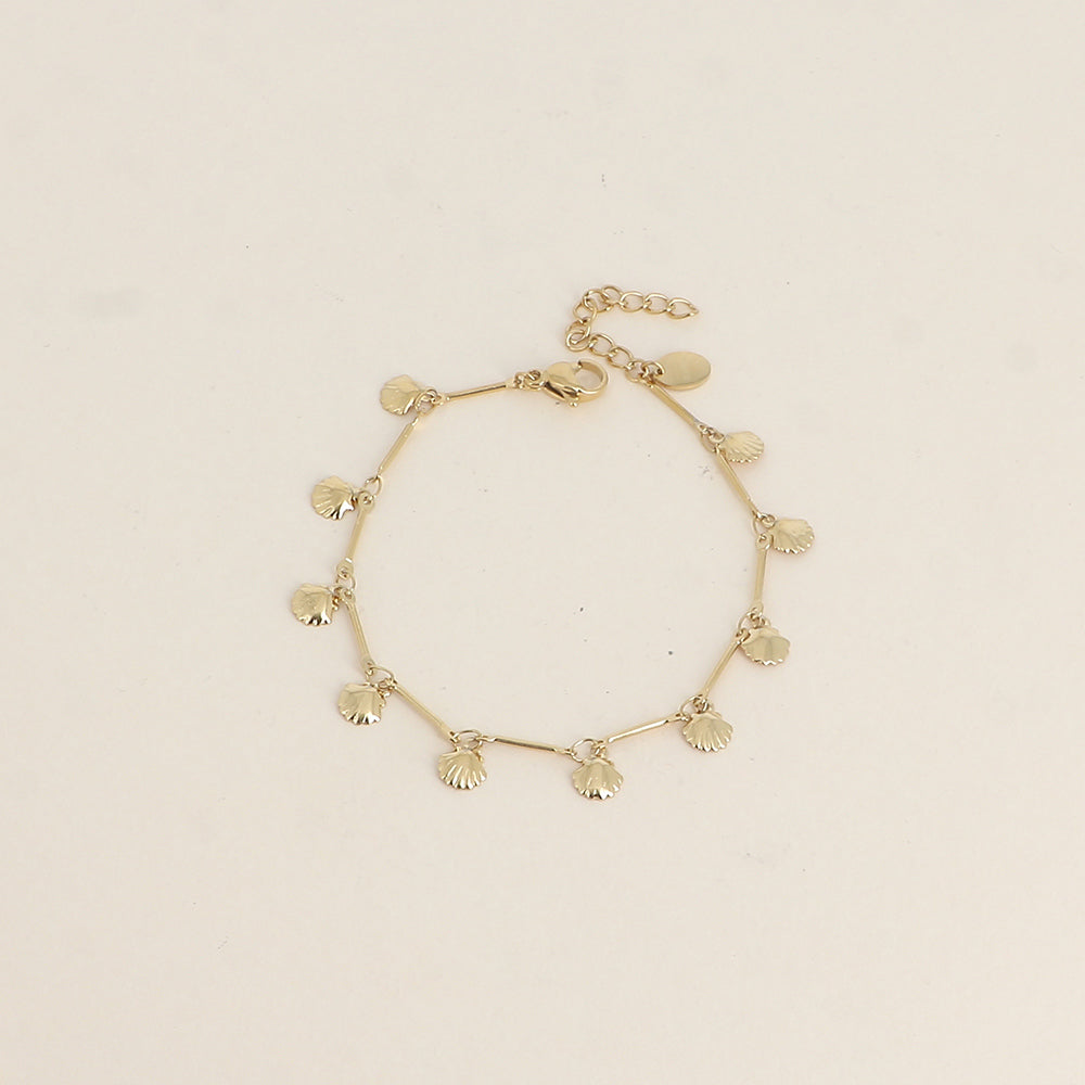 Bracelet - maille tiges et petits coquillages (16+3 cm)