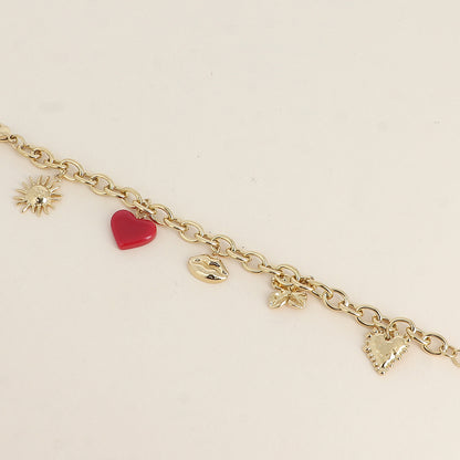 Bracelet - soleil, trèfle, cœur en résine, bouche et cœur texturé (17+3 cm)