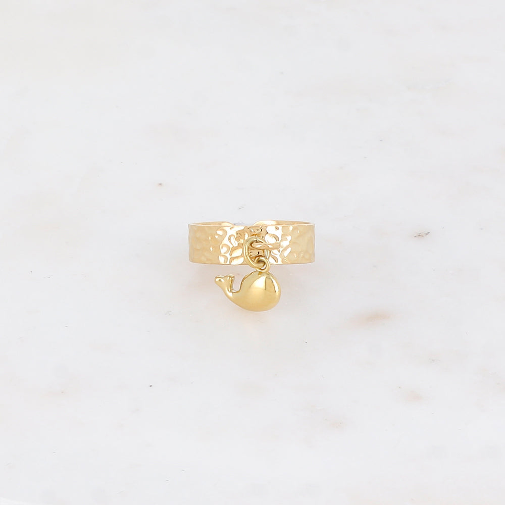 Bague martelée avec pampille baleine