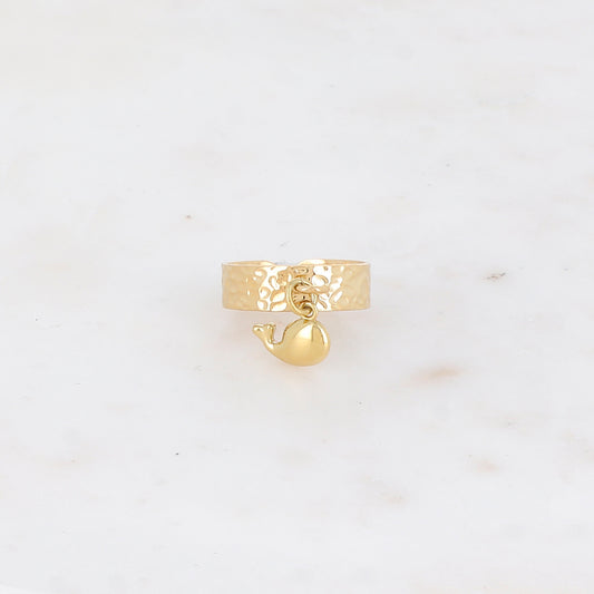 Bague martelée avec pampille baleine