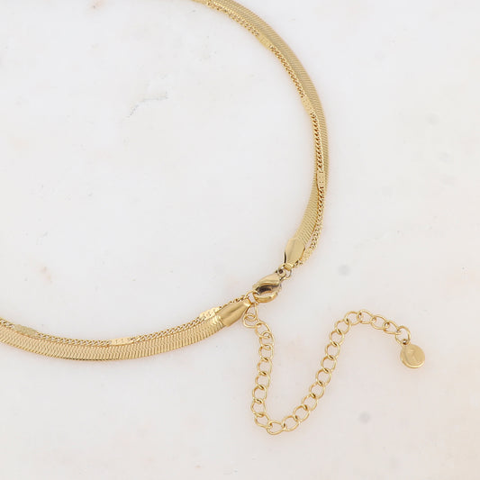 Collier 2 rangs en maille avec pampille poisson (40/48+7CM)