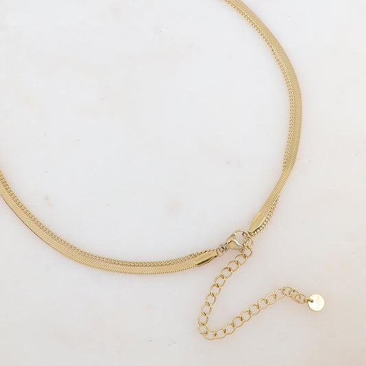 Collier 2 rangs en maille avec soleil et oxydes de zirconium (39/56+7CM)