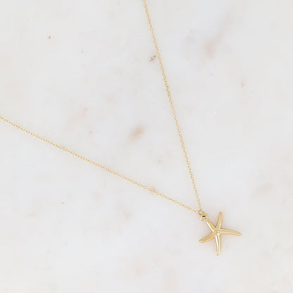 Collier avec pendentif forme étoile de mer lisse (40+5CM)