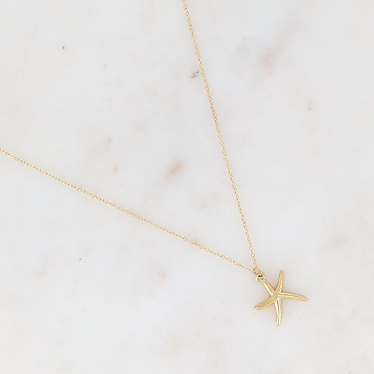 Collier avec pendentif forme étoile de mer lisse (40+5CM)