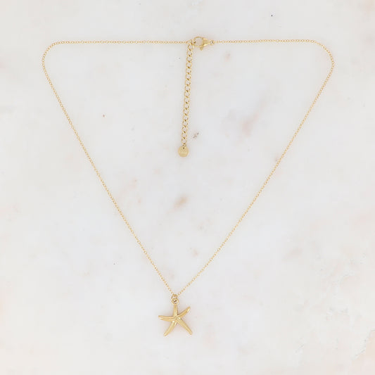 Collier avec pendentif forme étoile de mer lisse (40+5CM)