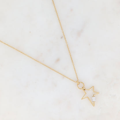 Collier avec étoile ajourée et strassée (50+5CM)