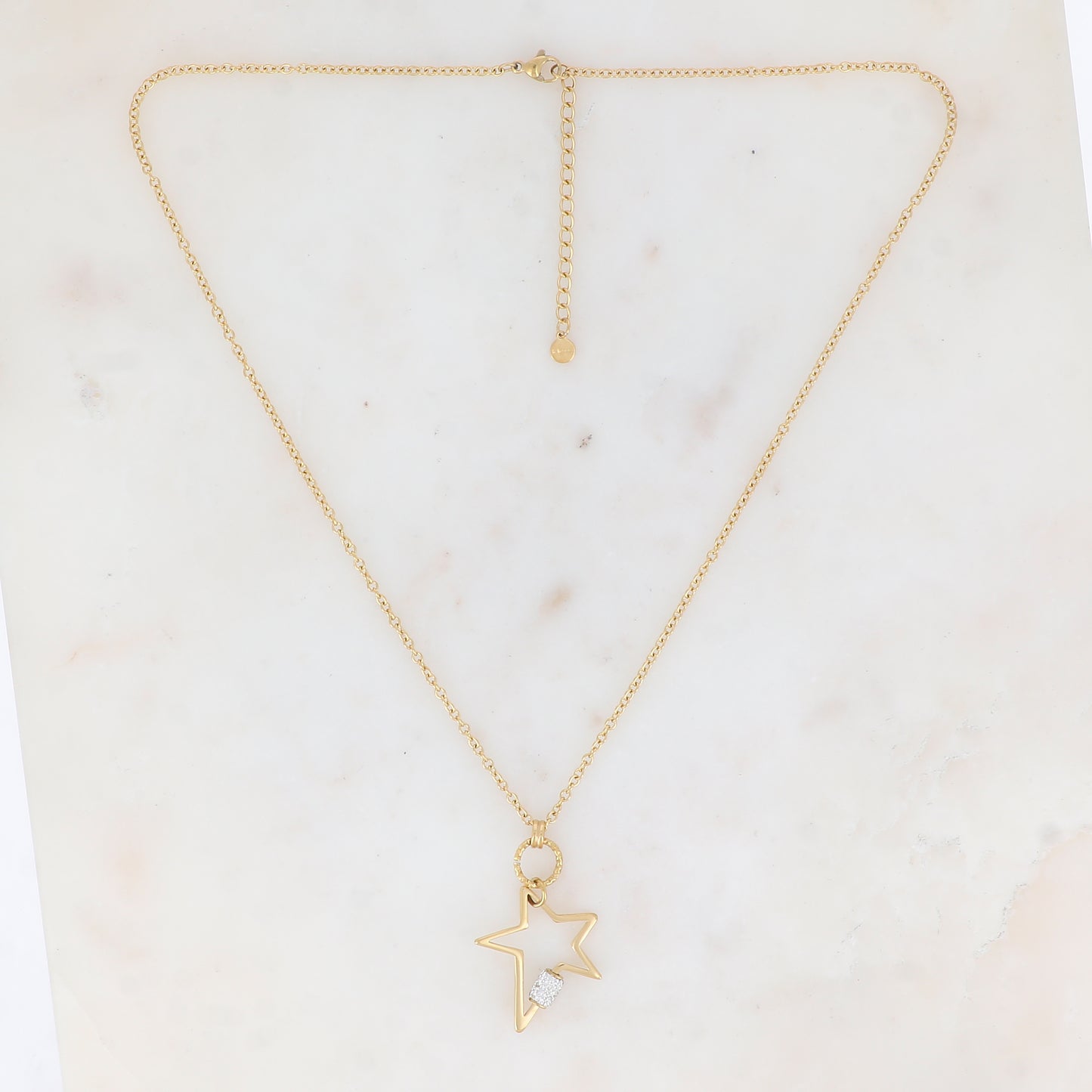 Collier avec étoile ajourée et strassée (50+5CM)