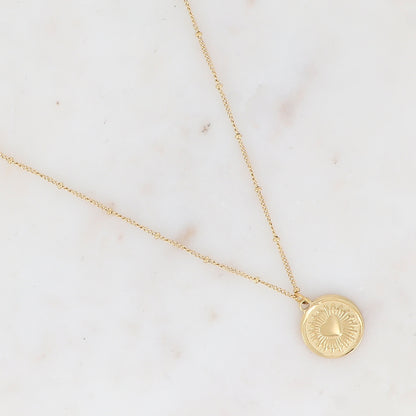 Collier avec pampille ronde motif cœur (45+5CM)