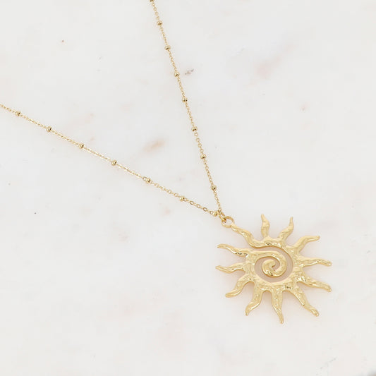 Sautoir avec pampille forme soleil (65+5CM)