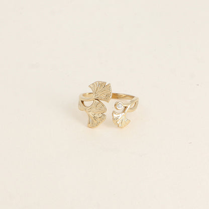 Bague ouverte - ginkos et oxydes de zirconium