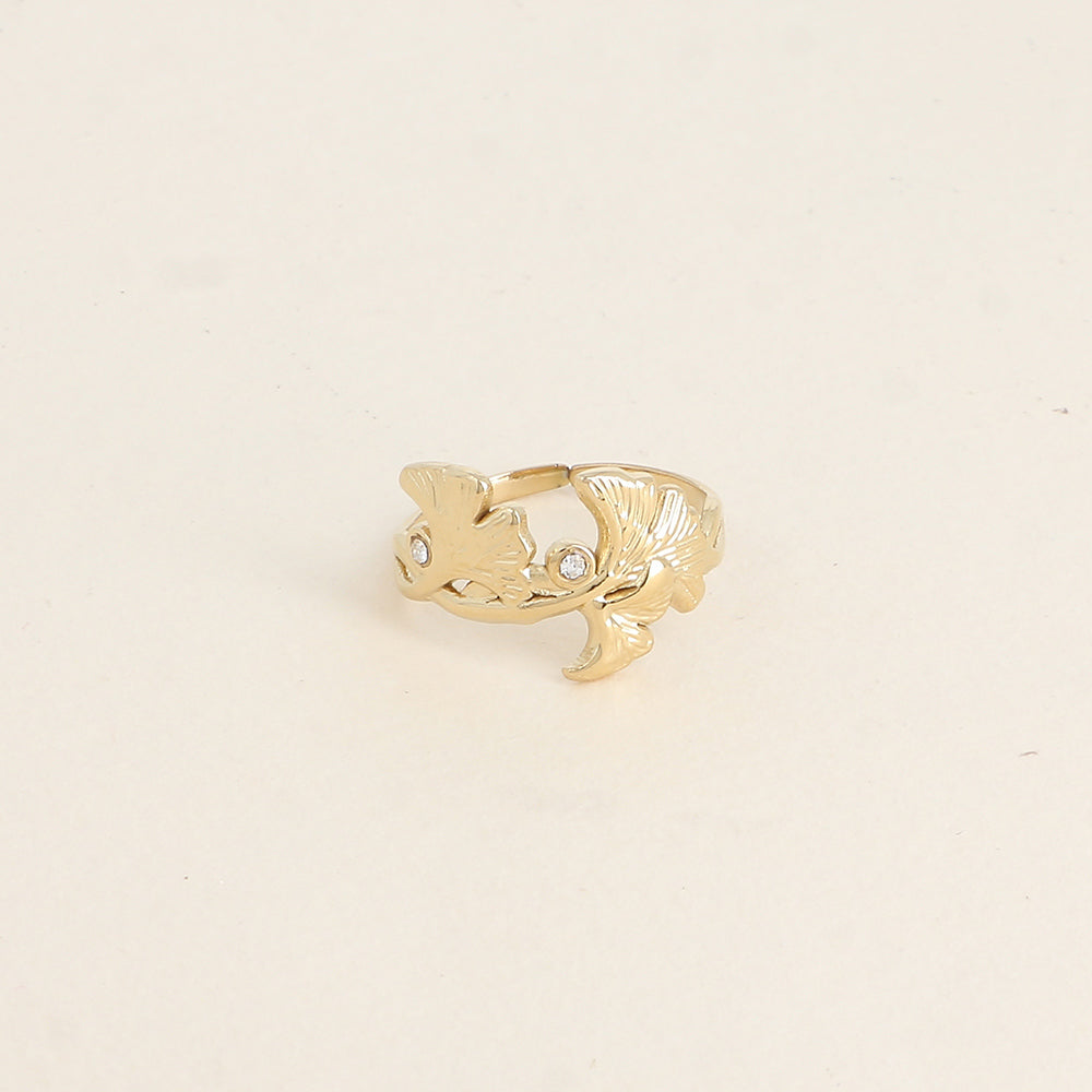 Bague - ginkos et oxydes de zirconium