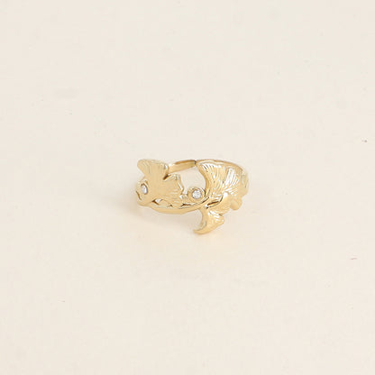 Bague - ginkos et oxydes de zirconium