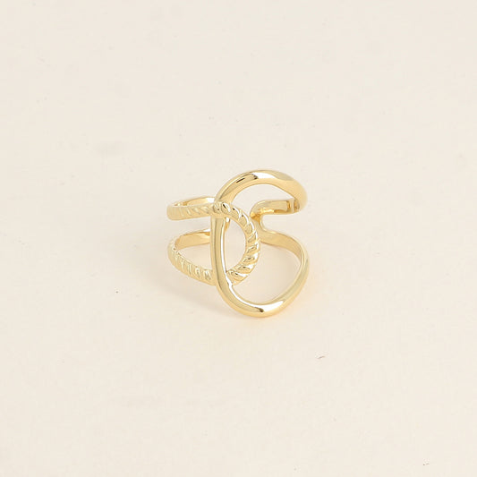 Bague large - lignes entrecroisées