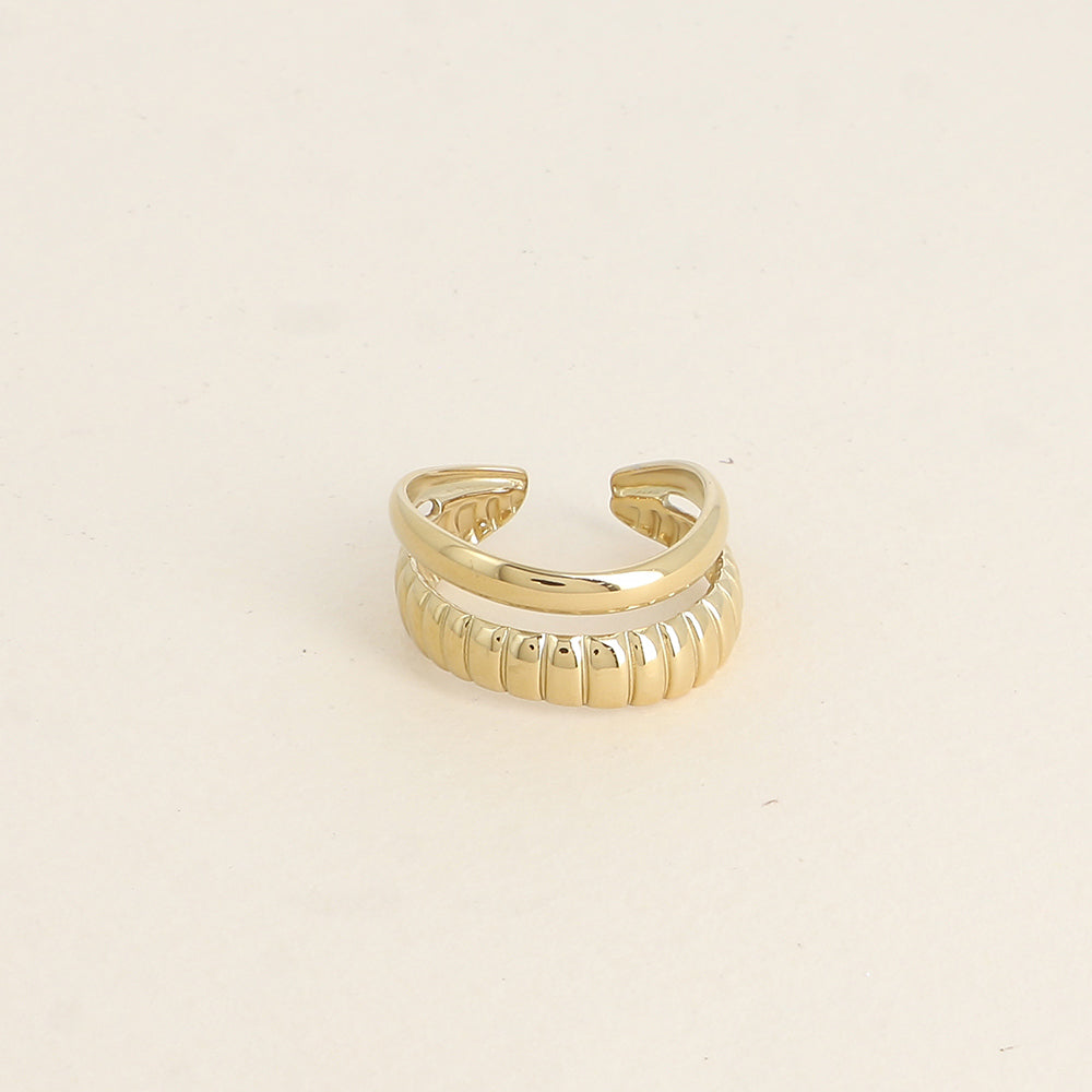 Bague - 2 rangs ondulés, l'un strié et l'autre lisse